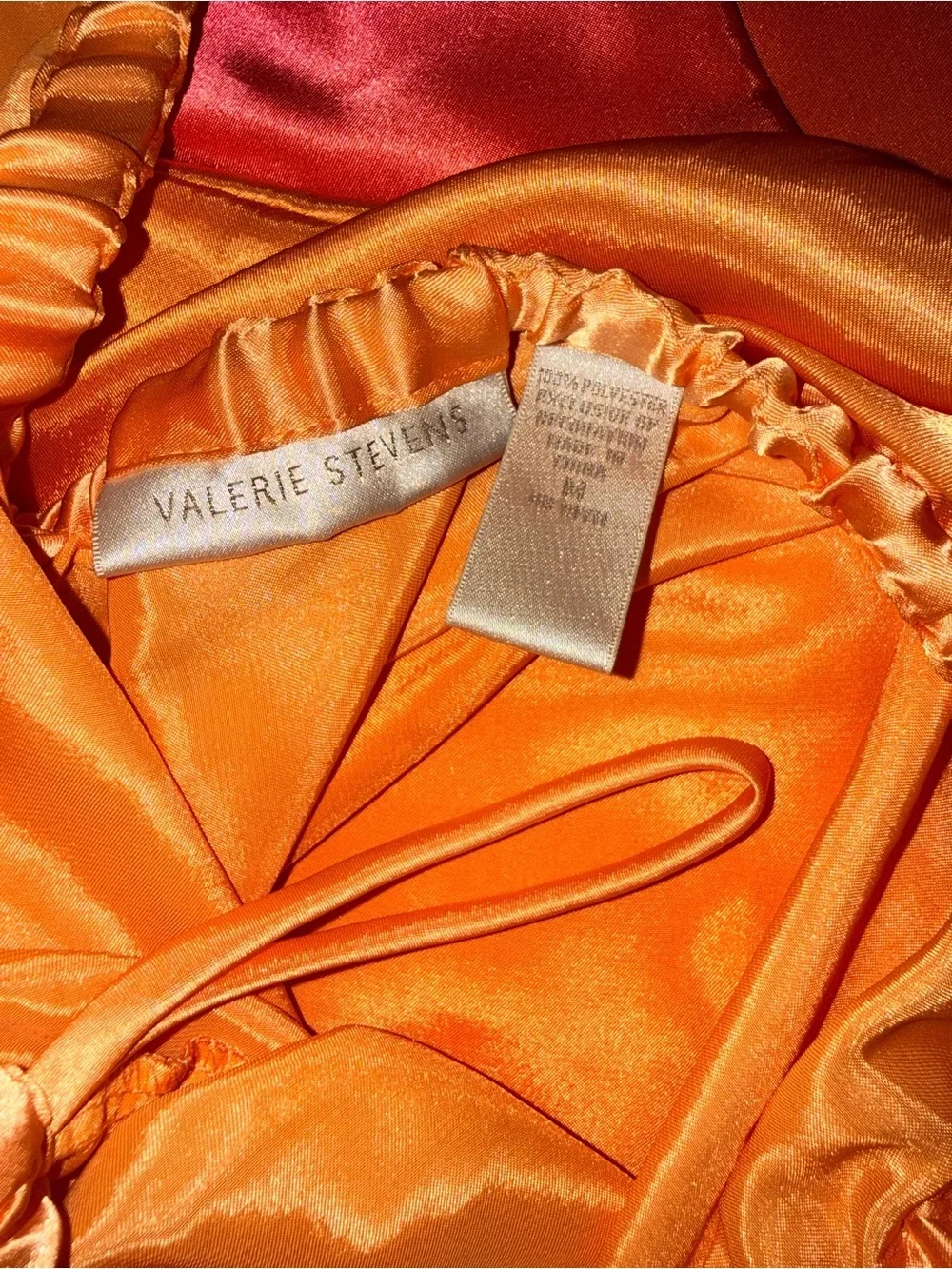 Valerie Stevens Orange & Hot Pink Satin Camisole and Pants Set